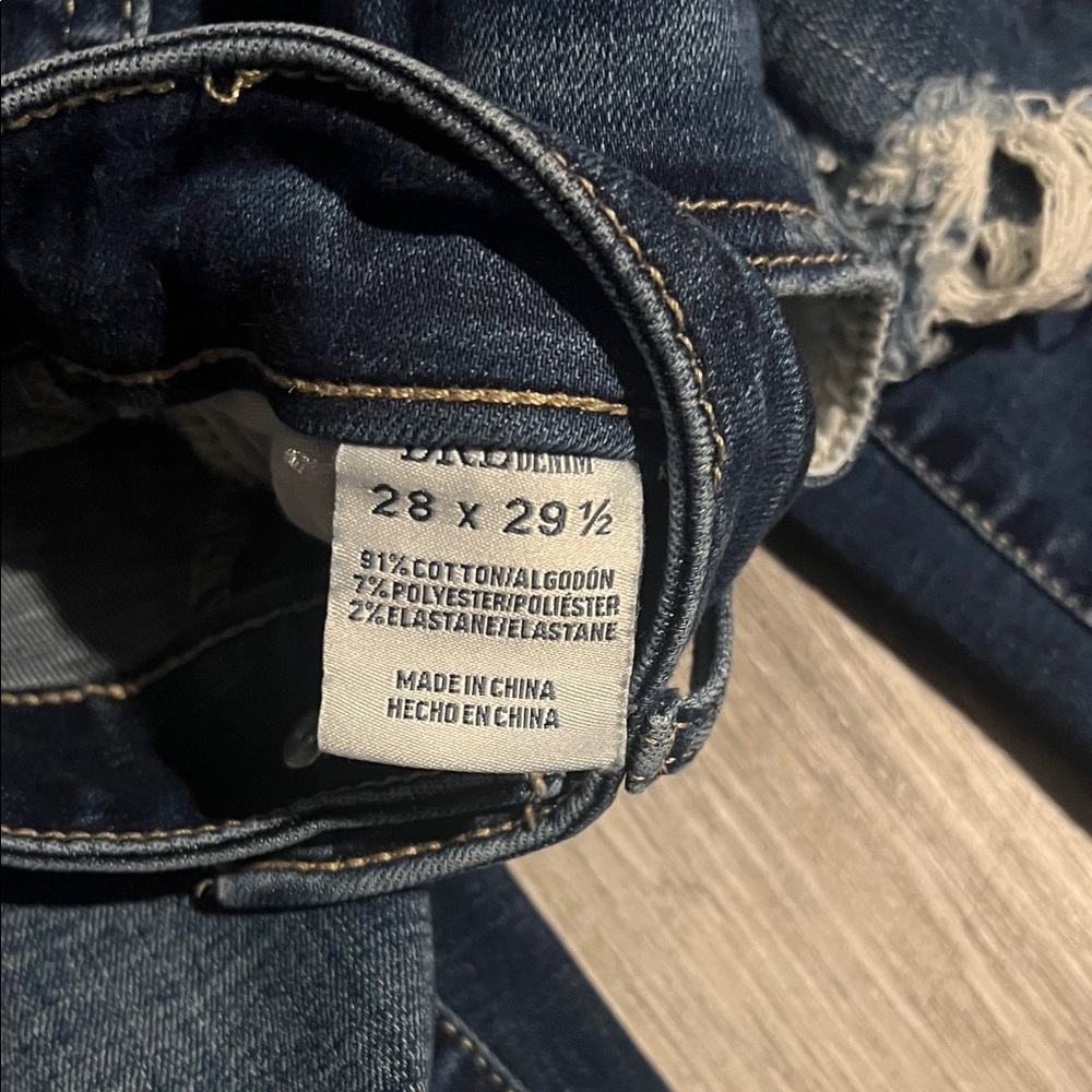 BKE Dark Blue Distressed Flare Jeans - Picture 3 of 4